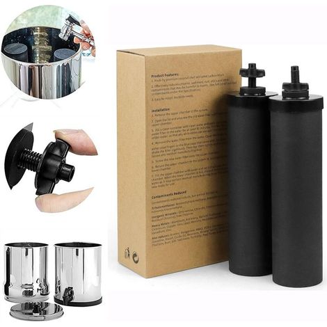 Lot de 2 filtres à eau Berkey – Charbon actif et membrane UF – Réduction 99,99% contaminants – Capacité 22 700 litres – Purification eau brute