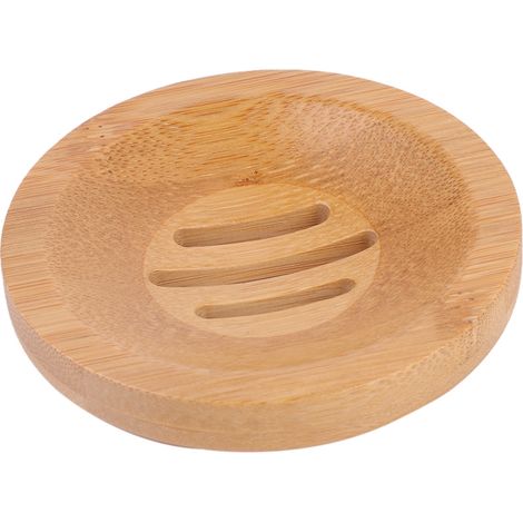 Boîte à savon en bois, porte-savon en bambou, plateau à savon, boîte en bambou anti-moisissure (ronde) (1/4)