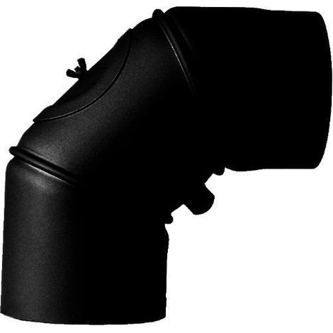 Coude pivotant Diam 150 mm pour tuyau de poêle 0-90° avec porte fonte grise (1/3)
