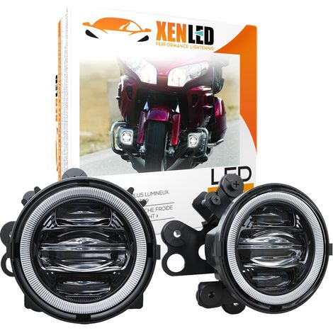 Kit feux additionnels LED + Halo2 - Honda GL 1800 Goldwing 2012-2017 - 6500K - 54W - Homologué - NOIR (1/5)