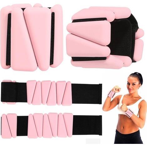 Verstellbare Handgelenk- und Fußgelenkgewichte (2 x 0,5 kg) für Fitness, Yoga und Cardio – Pink (1/5)