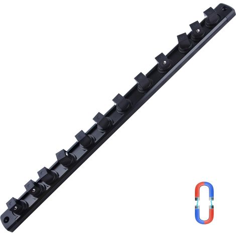 Organisateur de douille magnétique 1/2 pouce, 12 douilles, Alliage d'aluminium robuste, Clips pivotant 360° (1/5)