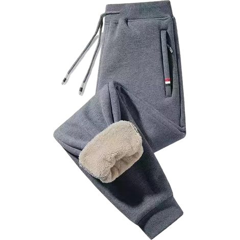 Pantalon de survêtement d'hiver en polaire doublé Sherpas avec cordon de serrage et poches pour homme (1/5)