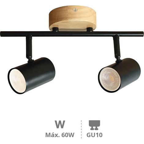 Foco de techo doble lineal Serie Rintela GU10 Negro (1/4)