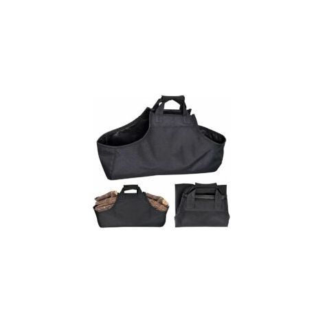 Sac à bûches, Sac à bûches en toile, Sac à bûches pour cheminée, Sac à bois, Poignées pour sac à bois pour cheminées de camping, Poêles à bois, Noir (1/5)