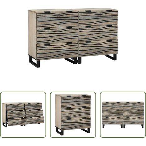 Rangement - Ensemble de buffet avec tiroir 2 pcs Blanc 60 x 33,5 x 75 cm (1/5)