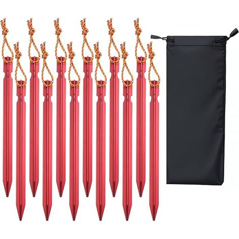 Piquets De Tente - Aluminium 7 Pouces - Design En Y - Cordes Réfléchissantes - Pour Camping Randonnée Hammock - Lot De 12 (1/3)