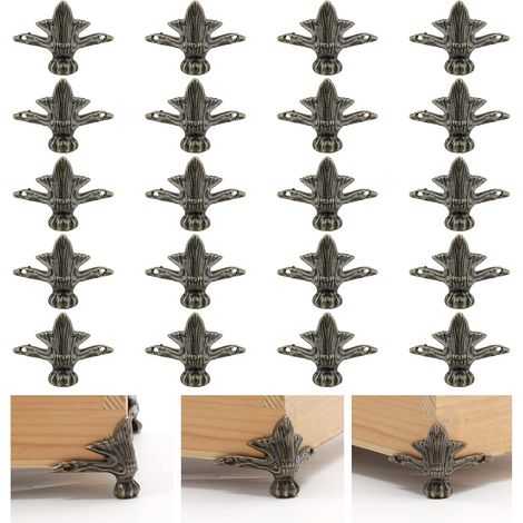 Set aus 20 antiken Messingfüßen für Schmuckkästchen, Holzfüßen für Schmuckkästchen, dekorativen Eckenschützern, Bronze (1/5)