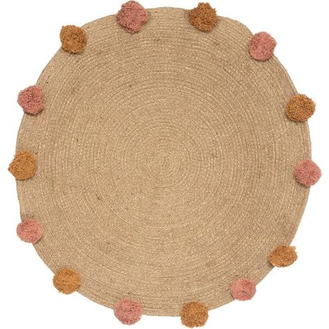 ALFOMBRA DE YUTE DE LUREX + POMPONES (1/3)