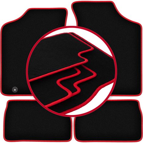 Alfombrillas de terciopelo con borde rojo para Peugeot 106 hatchback (1991-2003) (1/5)