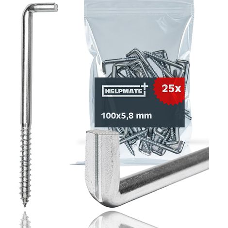 HELPMATE - Ganci a vite diritti con cava 100x5,8x40x18 mm - acciaio zincato - 25 pezzi - Ganci a cava per montaggio a parete (1/5)