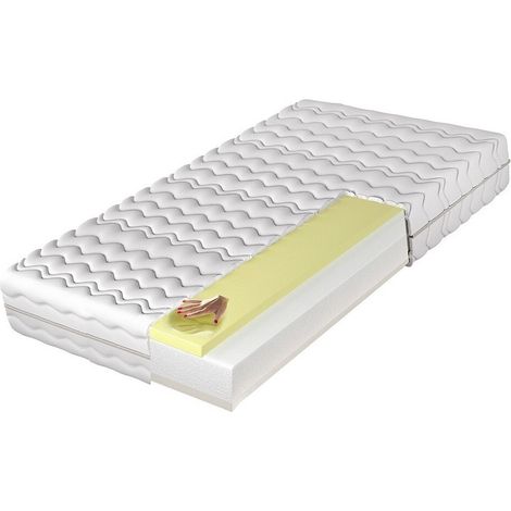 Matelas Pomix , Mousse de polyuréthane, À deux côtés, Matériau viscoélastique, Mousse polyuréthane t25, Latex, Mousse de polyuréthane (1/2)