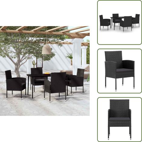 Arredamento da giardino - vidaXL Set da Pranzo da Giardino 5 pz Nero - Tavolo in vetro