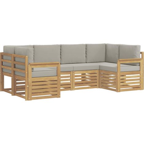Outdoor-Sofagarnitur 5 pcs Weiß und Hellgrau vidaXL