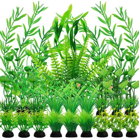 25 Pièces Vert Aquarium Plante Décorations, Plantes Artificielle Aquarium Décor, Terrarium Plante Décoration pour Aquarium (1/5)