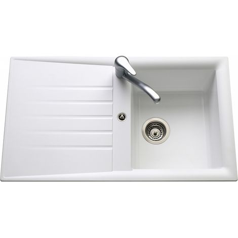 Évier de cuisine blanc SLAVE - L 860 x l 500 x P 185 mm - sous-meuble 45 cm - Aquatop (1/5)