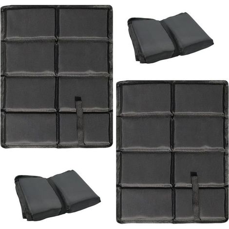 Ecleanfy - Ensemble de deux coussins d'extérieur noirs, comprenant deux sacs de rangement et un coussin chauffant portable. (1/5)