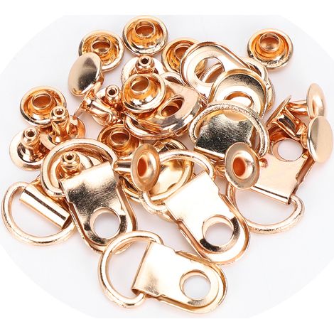 100 Pièces Crochets Lacets D-Ring Boucle Œillet Laiton Chaussure Cuir Sac DIY Rivet Doré 9x14mm (1/5)