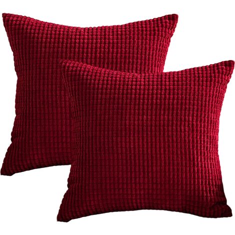 Lot de 2 housses de coussin à rayures en velours côtelé, 61 x 61 cm, pour le salon - Décoration intérieure (1/5)