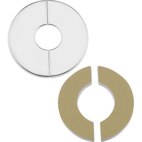4 Pcs Round Rose Plate Self Adhesive Stainless Steel for Various Pipes Silver 22mm Inner Diameter (1/5)