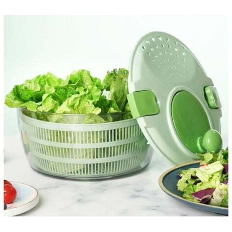 Salatschleuder, großer Salatschleuder, Gemüsetrockner, 4 l PP-Salatschleuder, multifunktionale Salatabtropfschale für die Küche zu Hause, Grün
