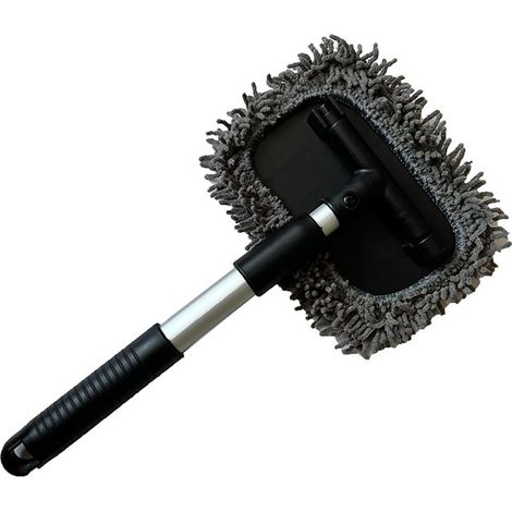 Spazzola telescopica quadrata di grandi dimensioni per la pulizia dei vetri dell'auto, testina da 15×10 cm + copertura in tessuto grigio, sbrinatore per parabrezza.