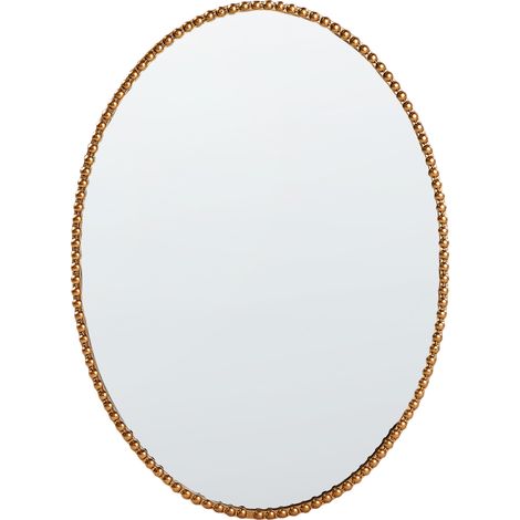 Espejo de pared dorado 83 x 57 cm marco adornado ovalado decorativo Ouvea