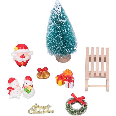 Mini figurines de Noël DIY déco en résine écologique, mini ornements de fête pour maison de poupée échelle 1:12 (1/5)