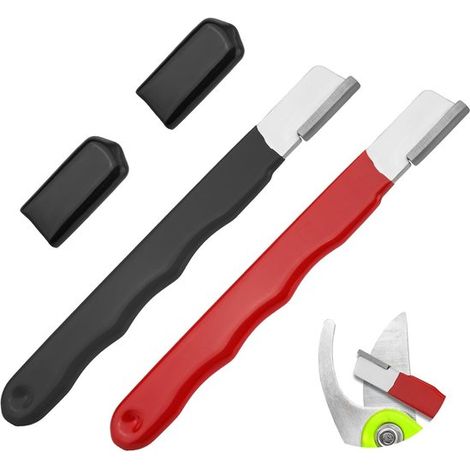 Schleifstein-Set 2-teilig Schärfer für Gartengeräte Hergestellt aus hochwertigem Wolframstahl Praktisches Taschenformat Geeignet zum Schärfen der Rot (1/5)