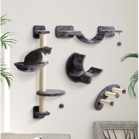 Set tiragraffi da parete per gatti 4 pezzi grigio OKMYHOME (1/3)