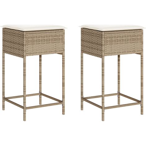 Maison Exclusive - Sgabelli da Bar con Cuscini 2 pz Beige in Polyrattan