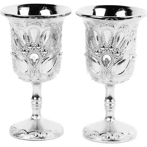 2er-Set Vintage-Cocktailgläser, exquisite, leichte und luxuriöse, bruchfeste Retro-Metall-Weingläschen für die Hausbar (1/5)
