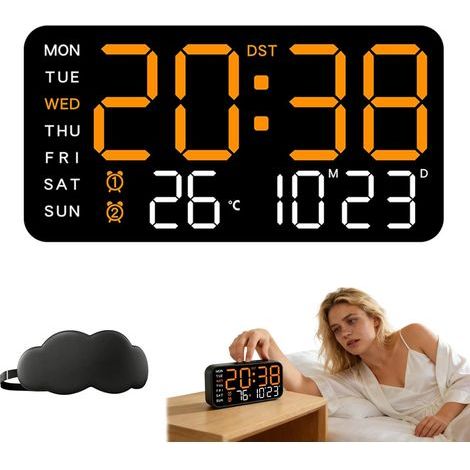 Multifunktionale, dekorative LED-Digitalwanduhr, große Digitalwanduhr mit Datums-/Wochentags-/Temperatur-/Luftfeuchtigkeitsanzeige, 8 Farben, Timer für Fitnessstudio, Wohnzimmer, Schlafzimmer, Klassen (1/5)