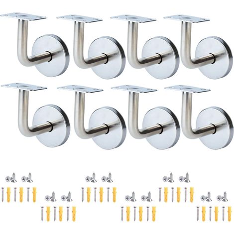Supports de main courante en acier inoxydable - pinces plates avec vis de montage - Pour accessoires de maison, centres commerciaux, escaliers et mains courantes extérieures (1/5)