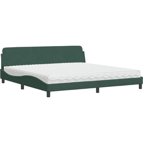 vidaXL Letto con Materasso Dover Verde Scuro 200x200 cm Velluto (1/5)