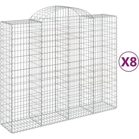 Paniers à gabions arqués 8 pcs  Mur en gabion 200x50x160/180 cm Fer galvanisé