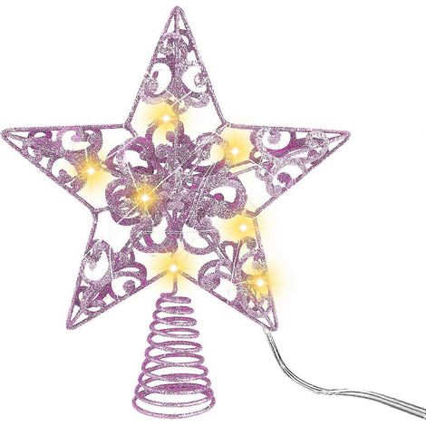 Étoile lumineuse scintillante pour sapin de Noël avec lumières LED, 25 cm (10 pouces). (1/5)