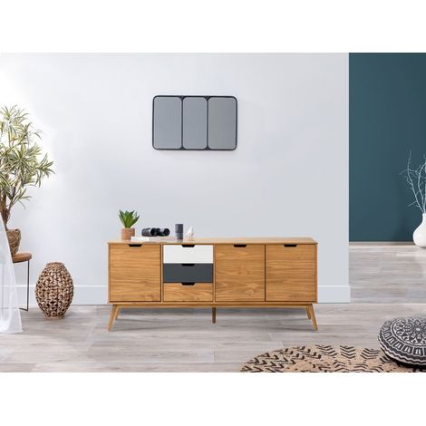 BOBOCHIC XS - Buffet 171 cm ALMA Bois clair, Gris et Blanc (1/5)