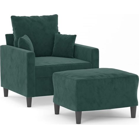 Maison Exclusive - Sessel mit Hocker Dunkelgrün 60 cm Samt