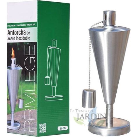 Antorcha de Jardin de Acero Inoxidable para Exterior, modelo Privilege 27 cm, Lámpara de aceite
