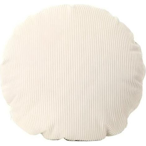 Coussin décoratif rond côtelé 45 x 45 cm – Garniture incluse – Coussin moelleux pour canapé, salon, chambre, bureau et voiture. Blanc (1/5)