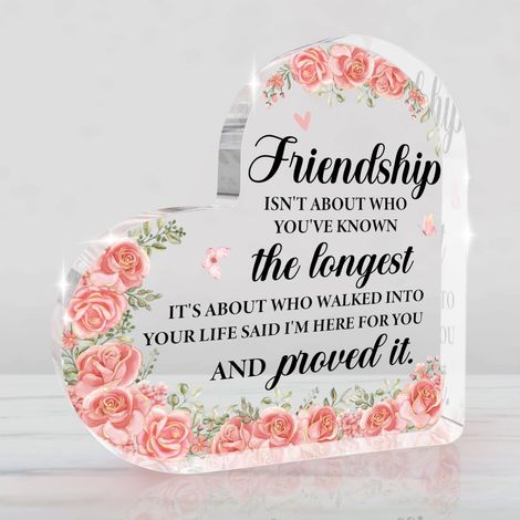 Plaque en acrylique cœur décoratif, cadeau pour papa maman sœur ou proches（15 cm) (1/4)