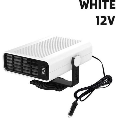 Chauffage voiture 12V 500W portable, ventilateur électrique réglable 360°, dégivreur pare-brise anti-buée, purificateur d'air, blanc