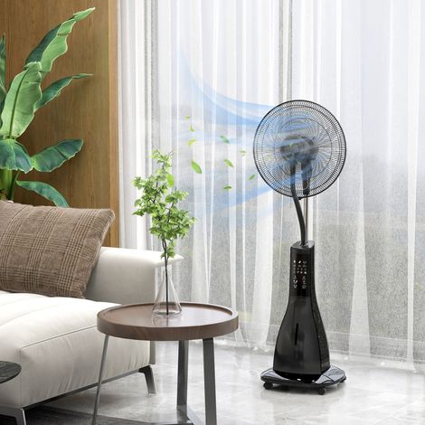 Ventilateur brumisateur à 3 vitesses avec minuterie, 3 modes et roues, réservoir de 3L, 44,5x38,5x120 cm noir