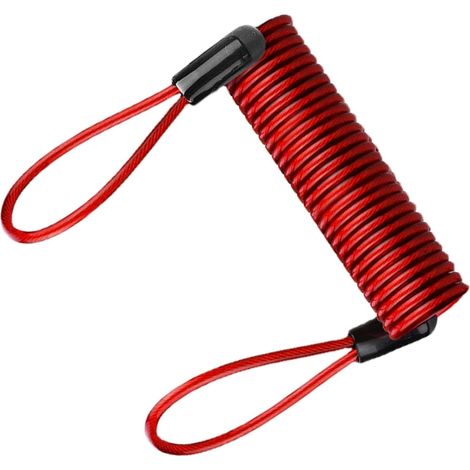 1 Câble à ressort, acier et PVC, antivol rétractable, avec anneaux, pour moto et bagages