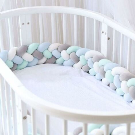 Geflochtener Samt-Babybettumrandungsschutz, 1,5 m lang – 15 cm dick – Bettumrandung – Kinderzimmerdekoration (1/5)