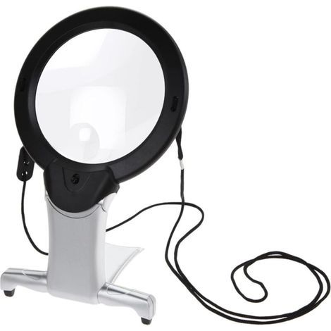 Lupa de cuello para bordar: lupa de lectura iluminada con aumento de 2x y 6x, iluminación LED manos libres para coser, reparar, hacer manualidades y leer. (1/4)