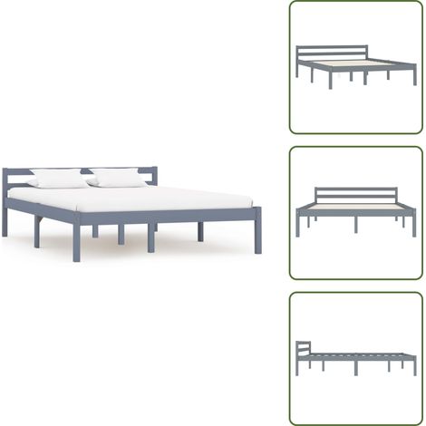 Cama de pino - vidaXL Estructura de cama sin colchón madera de pino gris 140x200 cm - Cama gris