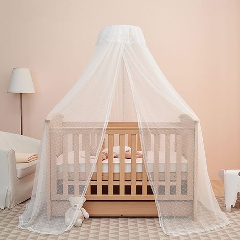 Ciel de lit bébé avec support réglable à clipser, moustiquaire suspendue en forme de dôme, couvre-lit en maille transparente, tige de support