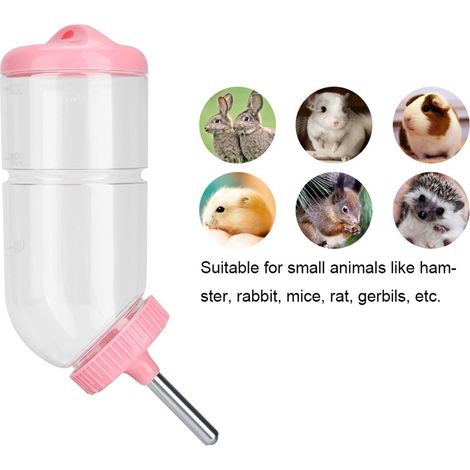 Bebedero para animales pequeños [botella de 20 cm con bomba de PVC] – Dispensador de agua a prueba de fugas para hámsteres, conejos y otras mascotas. (1/5)